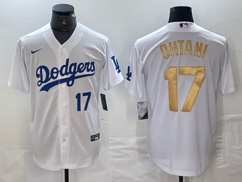Men Los Angeles Dodgers 17 Ohtani White Nike Game MLB Jersey style 13